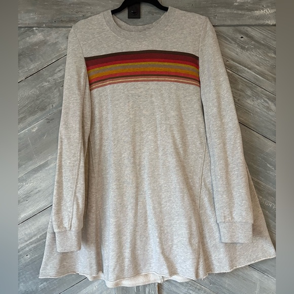 Free People Dresses & Skirts - RARE Free People Sweatshirt Dress with Striped Accent - EUC
